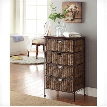 4D Concepts 4D Concepts 264070 Farmington 3 Drawer Check with Wood top; Maize Weave - Corn Husk Weave- Metal 264070